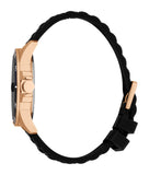 Esprit Men's Rose Gold-Tone & Black  Silicone Strap Watch