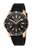 Esprit Men's Rose Gold-Tone & Black  Silicone Strap Watch