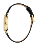 Esprit Lily Women’s Gold-Tone Crystal Bezel Watch with Black Leather Strap