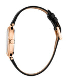 Esprit Lily Collection Women’s Rose Gold Watch with Crystal Bezel and Black Leather Strap