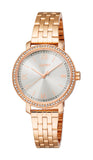 Esprit Ladies Rose Gold-Tone Stainless Steel Watch with Crystal Bezel