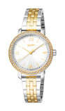 Esprit July Women’s Two-Tone Watch with Silver Dial and Crystal Bezel