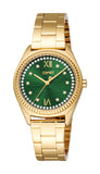 Esprit Uma Women’s Gold Watch with Green Dial and Crystal Bezel