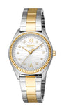 Esprit Uma Women’s Two-Tone Watch with Silver Dial and Crystal Bezel