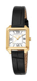 Esprit Ladies Rectangular Gold-Tone Watch with Black Leather Strap