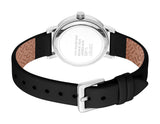 Esprit Ladies Silver-Tone Watch with Black Leather Strap & Matching Bracelet