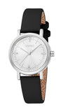 Esprit Ladies Silver-Tone Watch with Black Leather Strap & Matching Bracelet