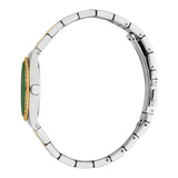 Esprit ladies Green Dial Two-Tone Stainless Steel Watch with Crystal-Accented Bezel,