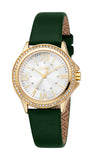 Esprit Ladies Gold-Tone Watch with Green Leather Strap & Matching Bracelet