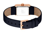 Esprit Women’s Rectangular Rose Gold Watch – Blue Leather Strap 3ATM