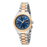 Esprit Women's Two-Tone Stainless Steel Watch with Blue Sunray Dial & Fluted Bezel