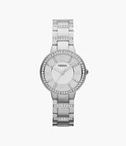 Fossil Virginia Ladies Silver Dial Stainless Steel Watch