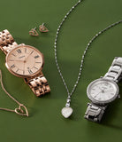 Fossil Jacqueline Three-Hand Date Rose Gold-Tone Stainless Steel Watch and Jewelry Set