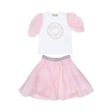 Elie Saab Kids Girl's White & Pink Set of Top & Skirt