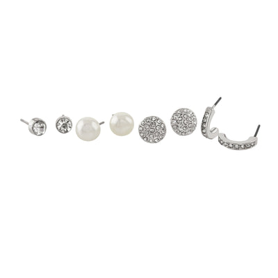 Buckley London 4Pcs Earring Pack- Rhodium