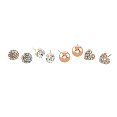 Buckley London 4Pcs Ladies Earring Pack- Rose Gold