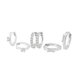 Buckley London Set Of 3 Crystal Huggie Earrings Imitation Rhodium Plate