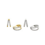 Buckley London Duo Pave Hoop Set Gold + Rhodium