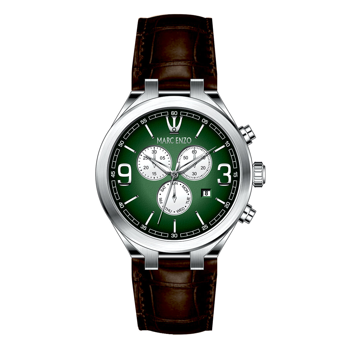 Marc Enzo Gents Green Dial Chronograph Brown Leather Quartz Watch | Fashion Watches | GCC | Men | Mens | Mens Watches | Watch | Watches Marc Enzo Gents Green Dial Chronograph Brown Leather Quartz Watch | Fashion Watches | GCC | Men | Mens | Mens Watches | Watch | Watches