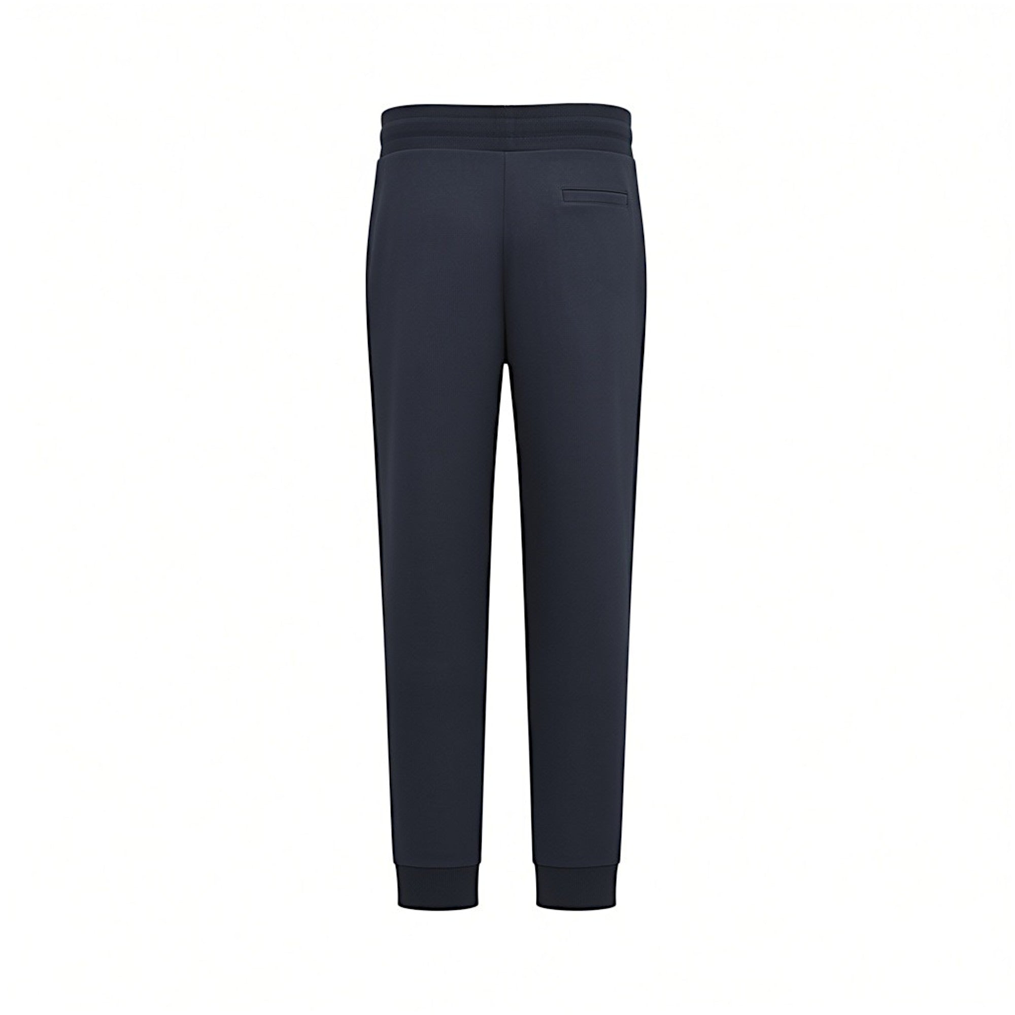 Back studio shot of the men's Eden Park navy blue sweatpants, highlighting the clean, minimal design and a single horizontal rear welt pocket.