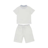 Rear view of the Eleventy Kids set showing the clean finish of the T-shirt and the two patch pockets on the shorts.