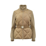 Eleventy Women's Quilted Hybrid Jacket with Knit Sleeves and Belt
