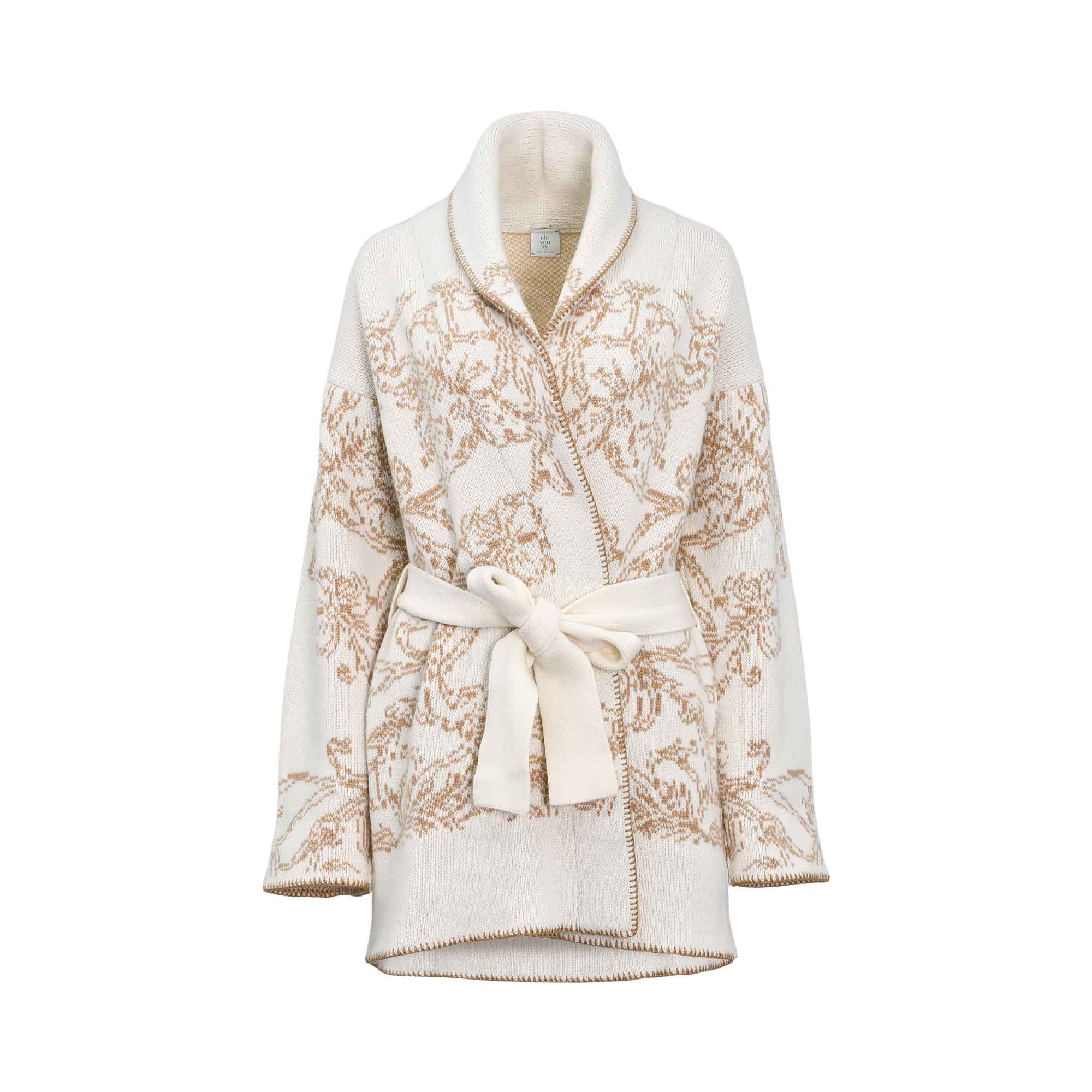 Eleventy Women's Amber Gold Floral Kimono Cardigan with Belted Waist — Order Online Today