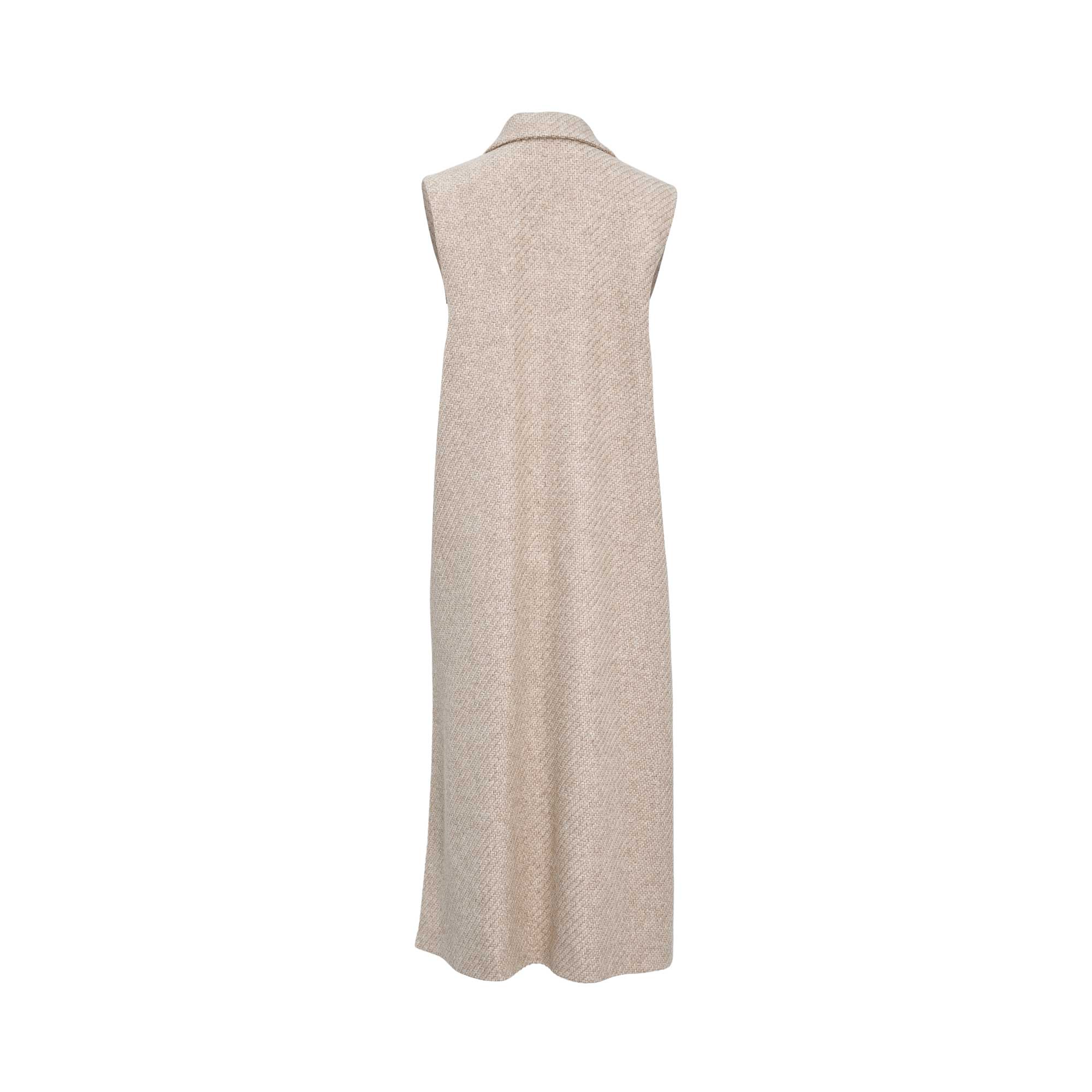 Eleventy Women's Beige Wool-Blend Sleeveless Coat with Herringbone Texture — Order Online Today