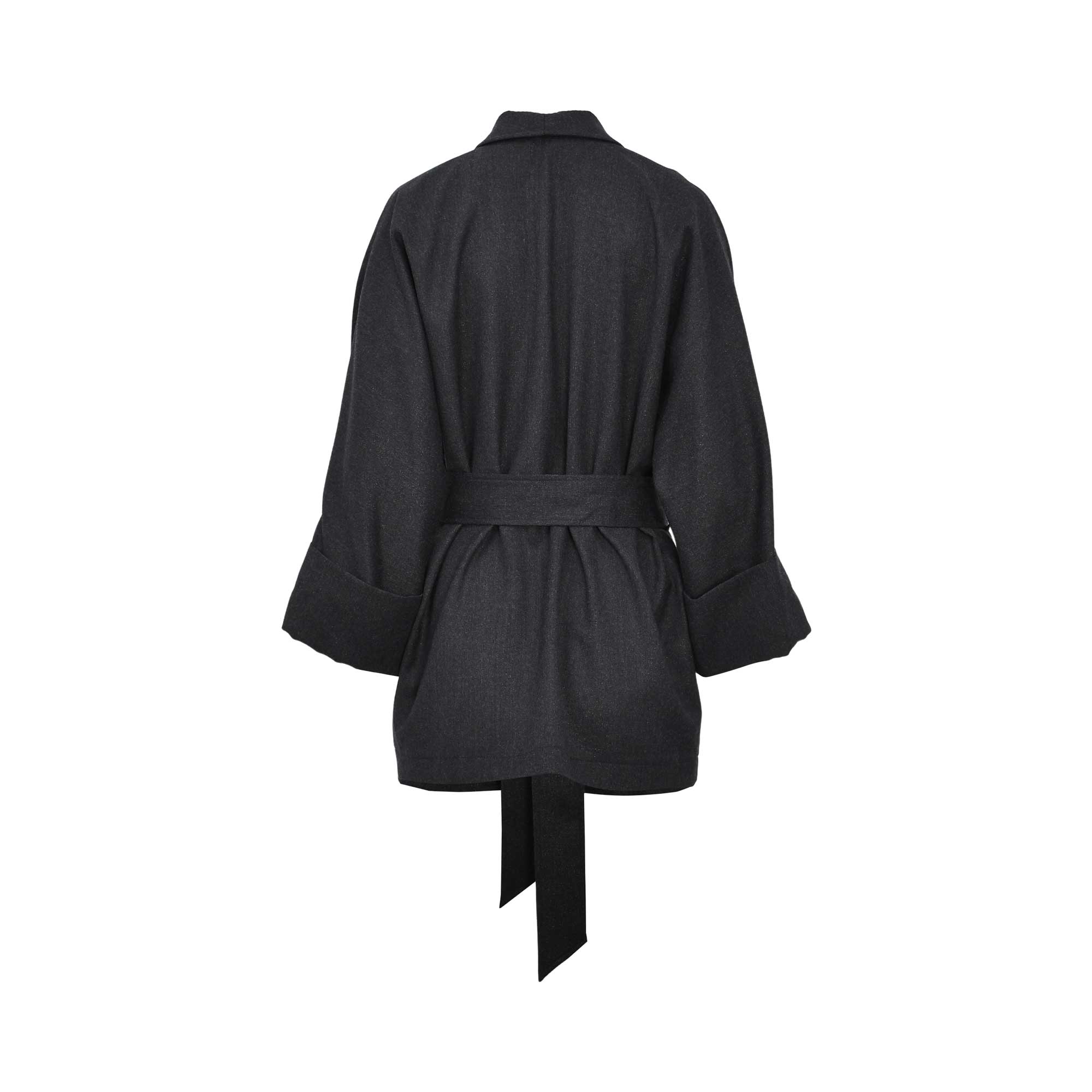 Eleventy Women's Black Belted Jacket with Flap Pockets and Wrap Front — Available for Online Purchase