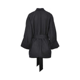 Eleventy Women's Black Belted Jacket with Flap Pockets and Wrap Front — Available for Online Purchase