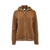 Eleventy Women's Brown Wool-Cashmere Zip-Up Hoodie with Ribbed Hem — Shop the Latest Online