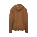 Eleventy Women's Brown Wool-Cashmere Zip-Up Hoodie with Ribbed Hem — Shop the Latest Online