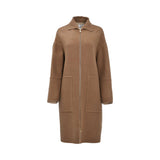 Eleventy Women's Brown Wool Zip-Up Coat