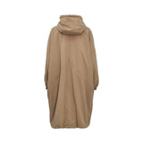 Eleventy Women's Dark Beige Hooded Coat with Zip Front and Drawstring Hem — Available for Online Purchase