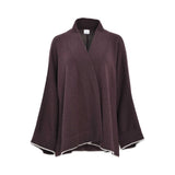 Eleventy Women's Deep Plum Wool-Cashmere Kimono Cardigan with Contrast Trim — Shop Now Online