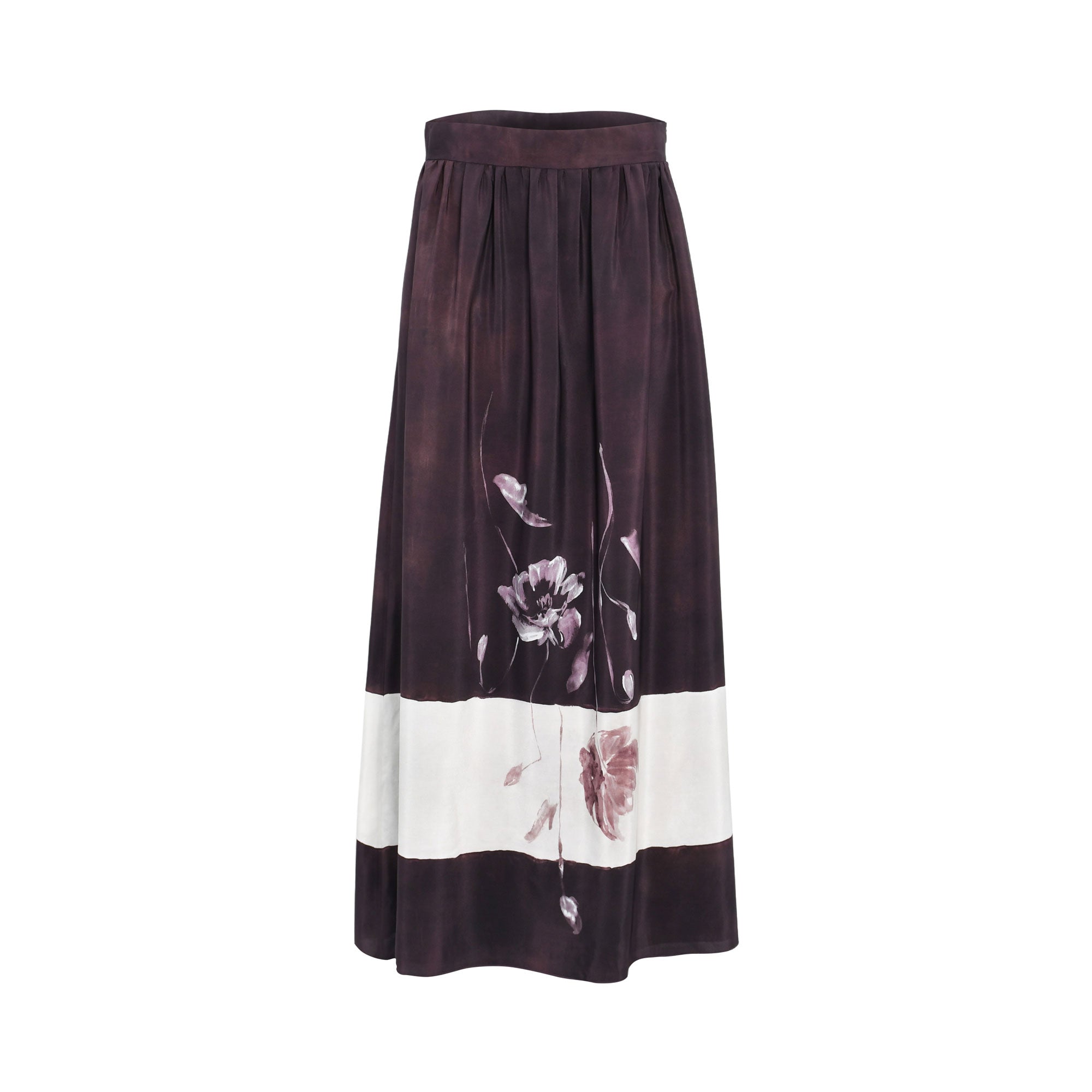 Eleventy Women's Plum Floral Long Skirt with Cream Band — Order Online Today