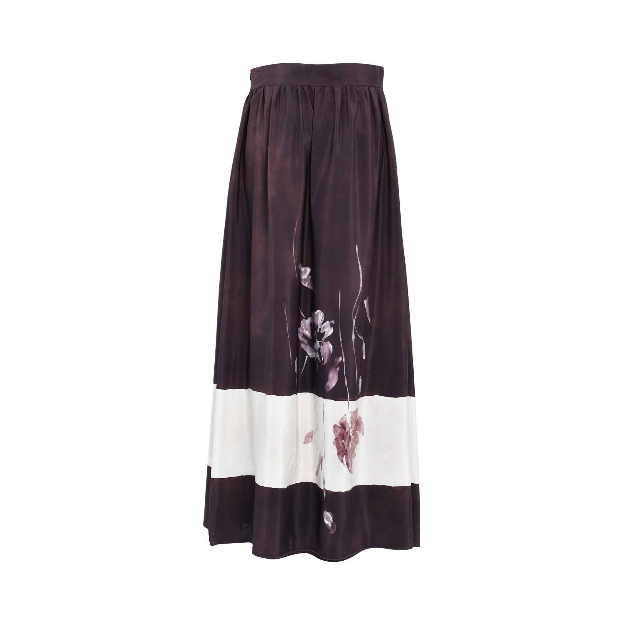 Eleventy Women's Plum Floral Long Skirt with Cream Band — Order Online Today