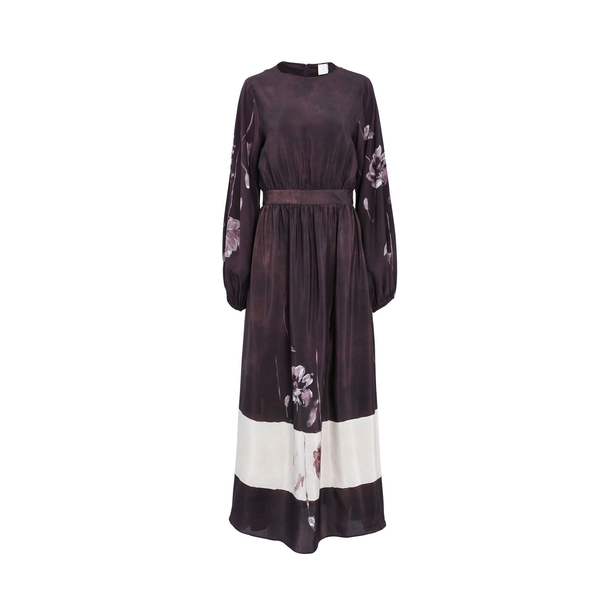 Eleventy Women's Plum Floral Maxi Dress with Gathered Waist — Shop the Latest Online