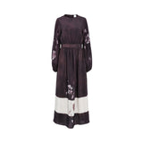 Eleventy Women's Plum Floral Maxi Dress with Gathered Waist — Shop the Latest Online