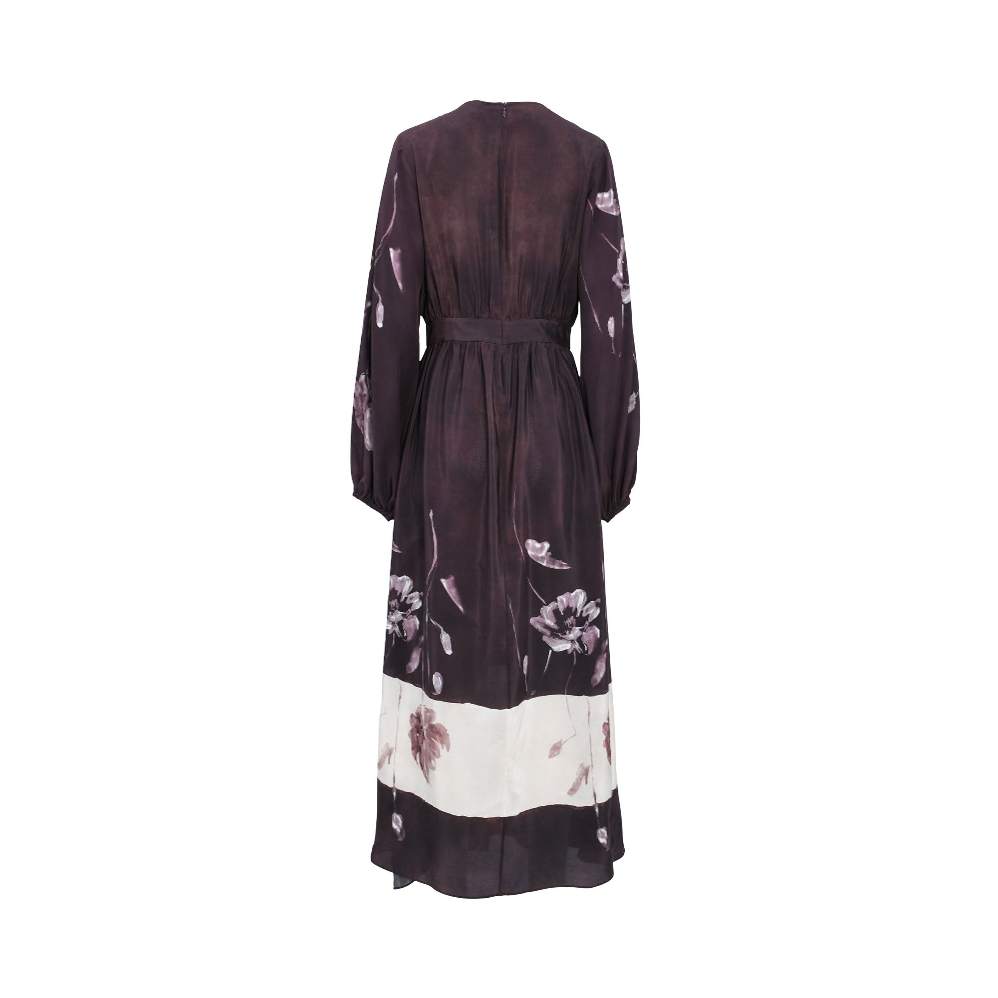 Eleventy Women's Plum Floral Maxi Dress with Gathered Waist — Shop the Latest Online