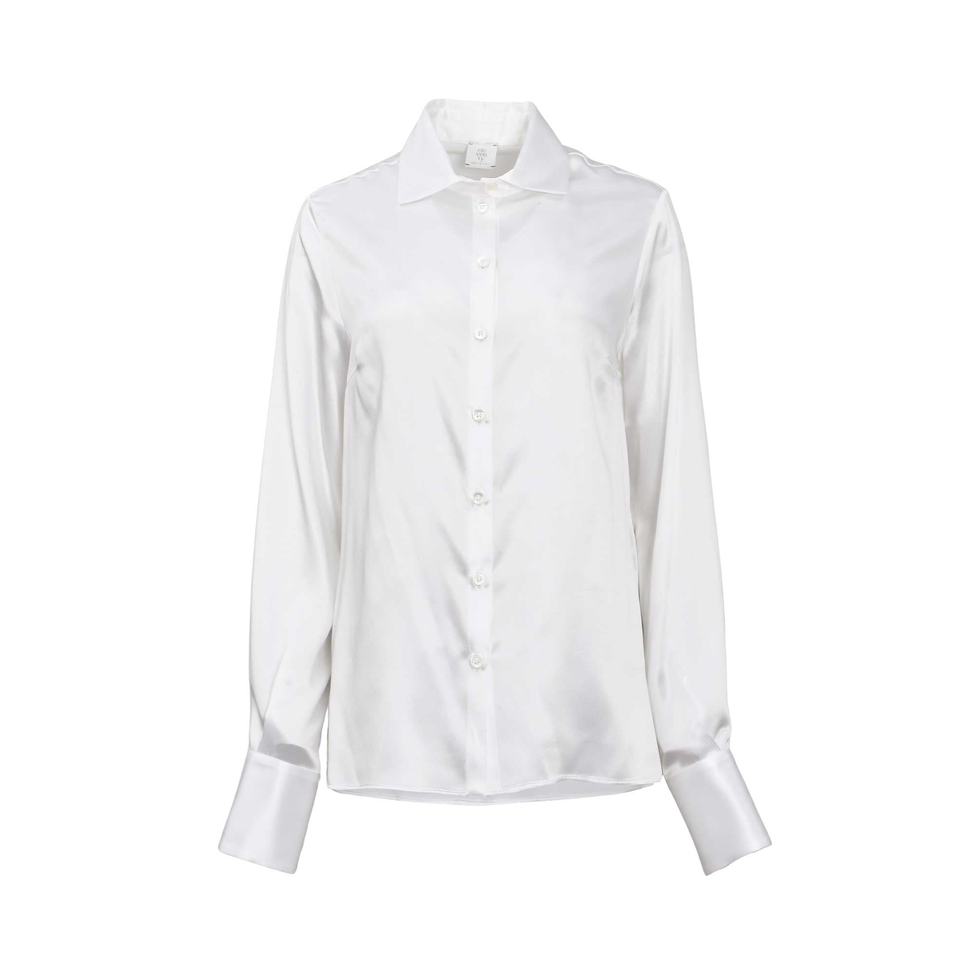 Eleventy Women's White Satin Long Sleeve Button-Down Shirt — Available Online Today