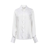 Eleventy Women's White Satin Long Sleeve Button-Down Shirt — Available Online Today
