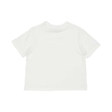 Back view of the Elisabetta Franchi Kids girls' T-shirt showing the plain cream-white cotton and high-quality jersey finish.