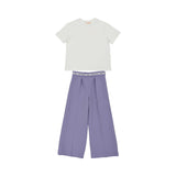 Elisabetta Franchi girls two-piece set T-shirt and wide-leg trousers lilac casual outfit – Find Online Today