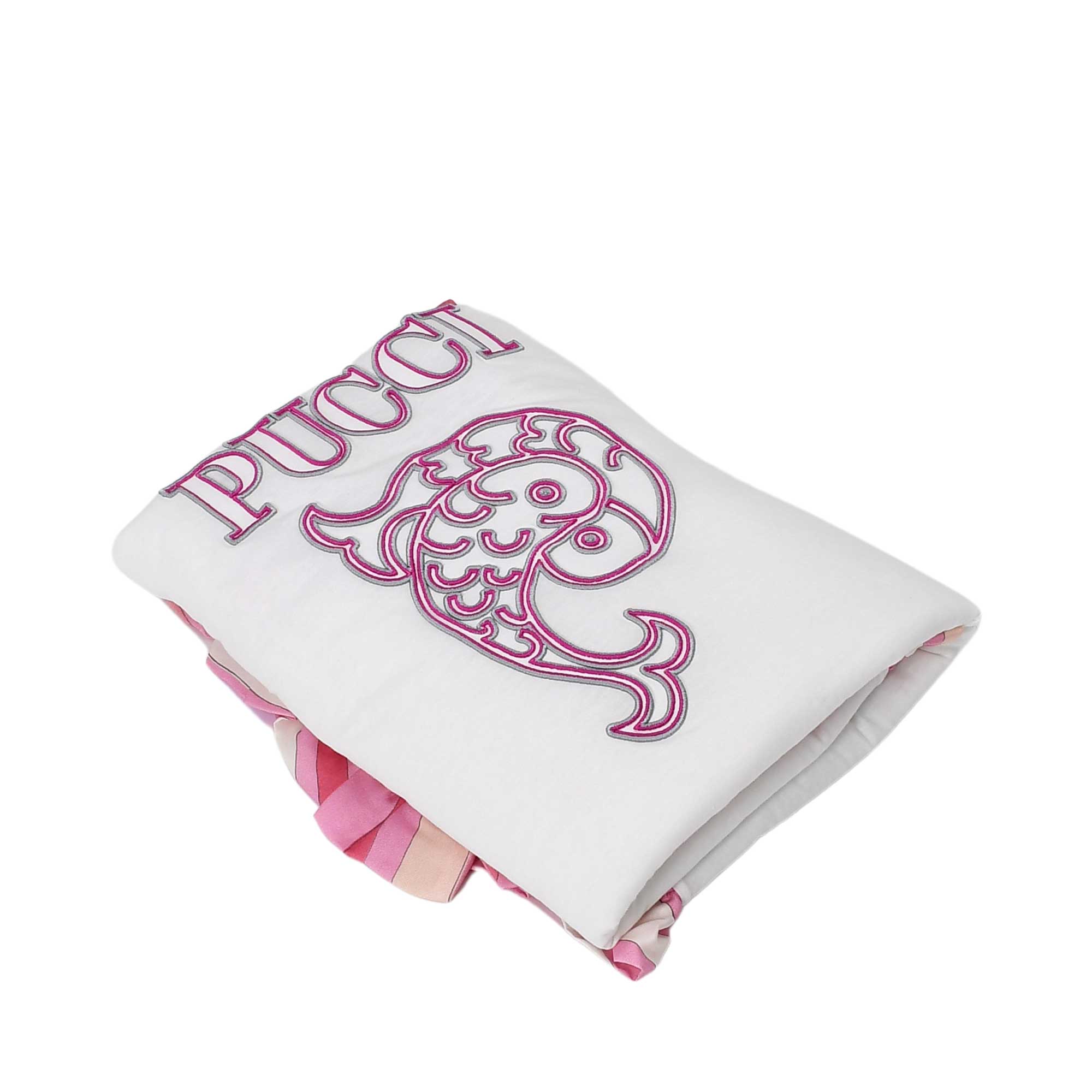 Emilio Pucci Kids Ivory/Pink Blanket with logo and ruffle trim – Shop Now Online