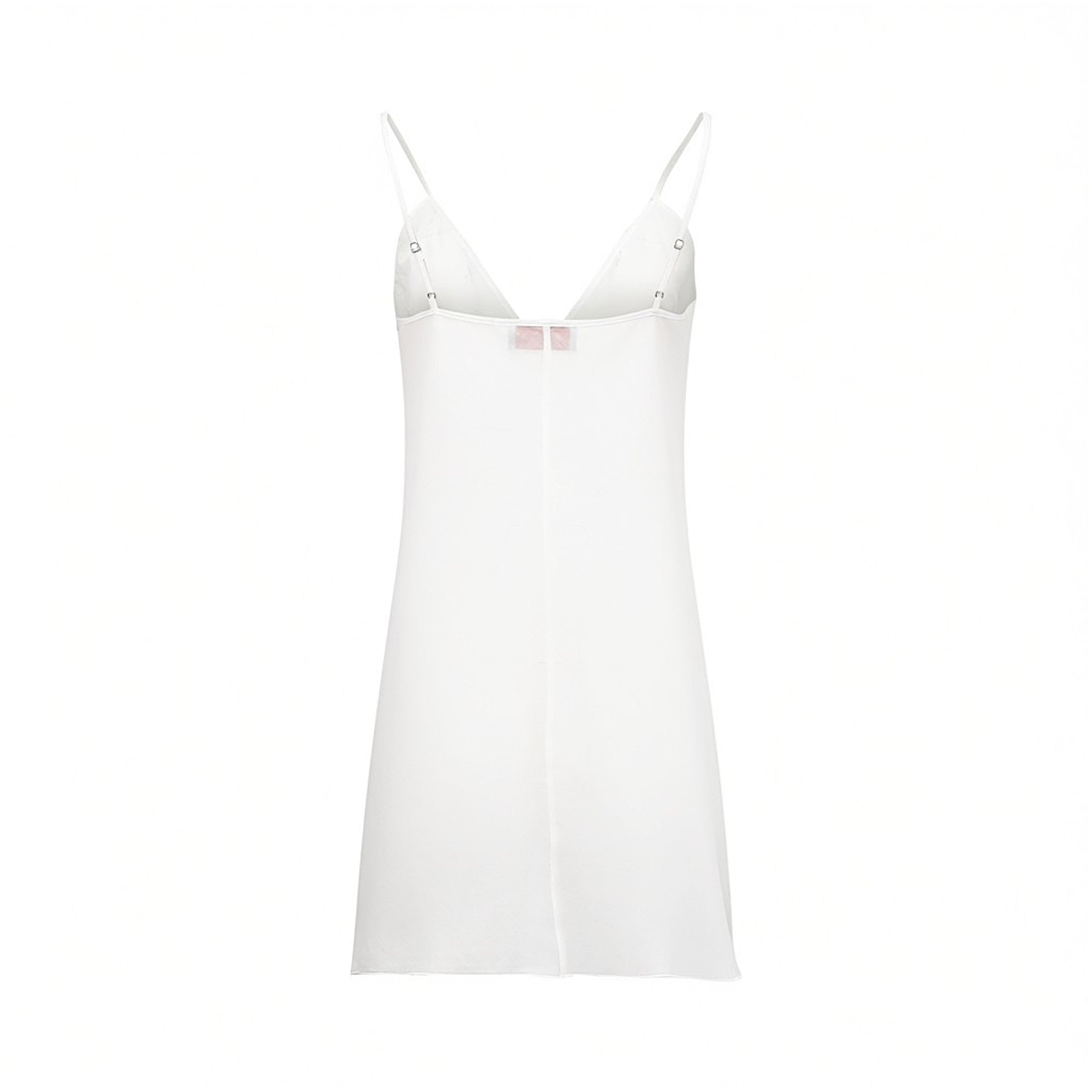 Back view of the detachable white inner slip lining showing the adjustable shoulder strap hardware, available at BLUE SALON shop.