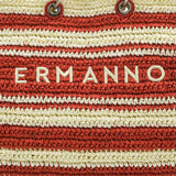 Red and beige striped bag with 'ERMANNO' branding.