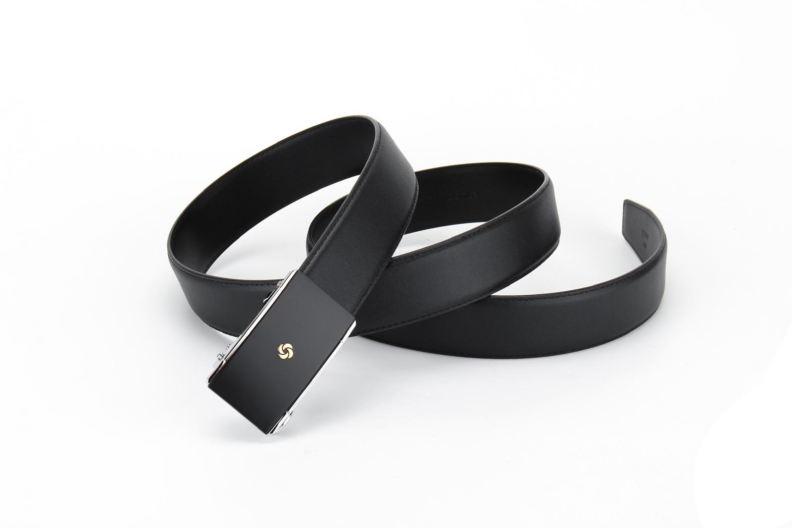 Samsonite AAMIR Basic Auto Golden Logo Black Leather Belt