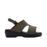Pair of FARES brand white leather sandals with black soles and adjustable heel straps, featuring a modern geometric cutout design on a white background.