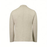Ecru textured suit jacket, back view, with a center back seam.